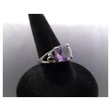 .925 Sterling Silver Amethyst Crystal Ring Size 5