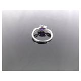 .925 Sterling Silver Amethyst Crystal Ring Size 6