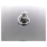 .925 Sterling Silver Art Nouveau Amethyst Crystal Ring Size 6.75