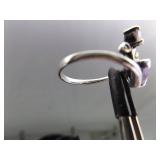 .925 Sterling Silver Art Nouveau Amethyst Crystal Ring Size 6.75