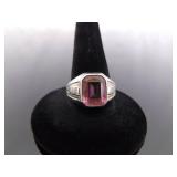 .925 Sterling Silver Pink Sapphire Ring Size 7.5