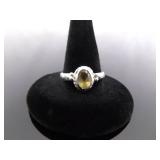 .925 Sterling Silver Yellow Citrine Ring Size 8