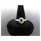 .925 Sterling Silver Yellow Citrine Ring Size 8