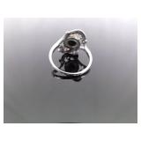 .925 Sterling Silver Amber Cabochon Ring Size 8