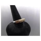 .925 Sterling Silver Stacked Citrine Crystal Ring Size 6