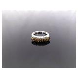 .925 Sterling Silver Stacked Citrine Crystal Ring Size 6