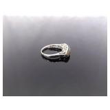 .925 Sterling Silver Stacked Citrine Crystal Ring Size 6