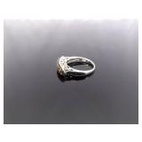 .925 Sterling Silver Stacked Citrine Crystal Ring Size 6