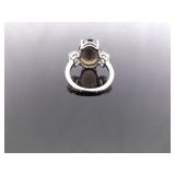 .925 Sterling Silver Smokey Quartz Crystal Ring Size 6
