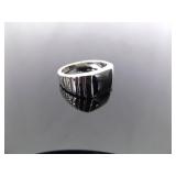 .925 Sterling Silver Inlayed Black Onyx Ring Size 7