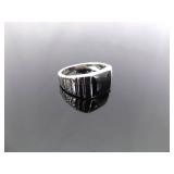 .925 Sterling Silver Inlayed Black Onyx Ring Size 7