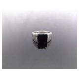 .925 Sterling Silver Inlayed Black Onyx Ring Size 7