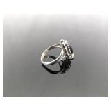.925 Sterling Silver Black Onyx Cabochon Ring Size 3
