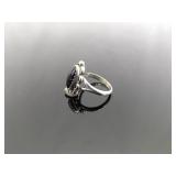 .925 Sterling Silver Black Onyx Cabochon Ring Size 3