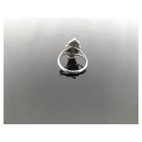 .925 Sterling Silver Black Onyx Cabochon Ring Size 3