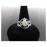 .925 Sterling Silver Inlayed Mother of Pearl Ring Size 6.75