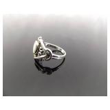 .925 Sterling Silver Inlayed Mother of Pearl Ring Size 6.75