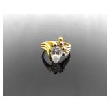 .925 Sterling Silver Marquise Cut Zirconia Vermeil Ring Size 8.75