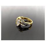 .925 Sterling Silver Marquise Cut Zirconia Vermeil Ring Size 8.75