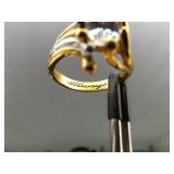 .925 Sterling Silver Marquise Cut Zirconia Vermeil Ring Size 8.75