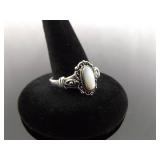 .925 Sterling Silver Inlayed Mother of Pearl Ring Size 8.5