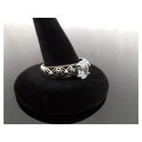 .925 Sterling Silver Zirconia Solitaire Ring Size 10.25