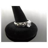 .925 Sterling Silver Zirconia Solitaire Ring Size 10.25