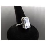 .925 Sterling Silver Zirconia Ring Size 6
