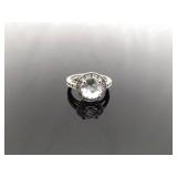 .925 Sterling Silver Diamond Accented Zirconia Ring Size 6.25