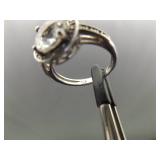 .925 Sterling Silver Diamond Accented Zirconia Ring Size 6.25