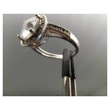 .925 Sterling Silver Diamond Accented Zirconia Ring Size 6.25