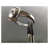 .925 Sterling Silver Diamond Accented Zirconia Ring Size 6.25