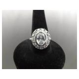 .925 Sterling Silver Zirconia Ring Size 6
