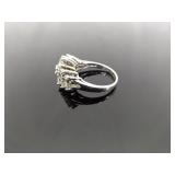 .925 Sterling Silver Stacked Zirconia Flower Ring Size 8