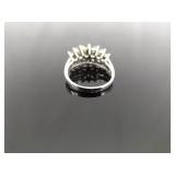 .925 Sterling Silver Stacked Zirconia Flower Ring Size 8