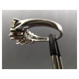 .925 Sterling Silver Stacked Zirconia Flower Ring Size 8