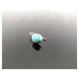 .925 Sterling Silver Sleeping Beauty Turquoise Cabochon Hook Earrings