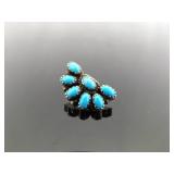 .925 Sterling Silver Signed Sleeping Beauty Turquoise Cabochon Post Earrings