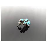 .925 Sterling Silver Signed Sleeping Beauty Turquoise Cabochon Post Earrings