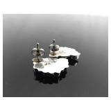 .925 Sterling Silver Signed Sleeping Beauty Turquoise Cabochon Post Earrings