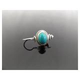 .925 Sterling Silver Turquoise Cabochon Hinged Hook Earrings