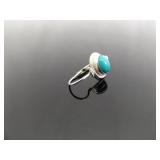 .925 Sterling Silver Turquoise Cabochon Hinged Hook Earrings