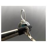 .925 Sterling Silver Turquoise Cabochon Hinged Hook Earrings
