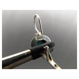 .925 Sterling Silver Turquoise Cabochon Hinged Hook Earrings
