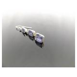 .925 Sterling Silver Tanzanite Dangle Hook Earrings
