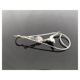 .925 Sterling Silver Pink Sapphire Crystal Dolphin Hoop Dangle Hook Earrings