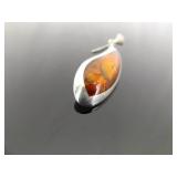 .925 Sterling Silver Dichroic Amber Dangle Hook Earrings