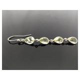 .925 Sterling Silver Peridot Crystal Dangle Hook Earrings
