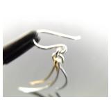 .925 Sterling Silver As New Duo Toned Styled Dangle Hook Earrings
