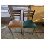 (2) COMMERCIAL DINING CHAIRS (GREEN & TAN)